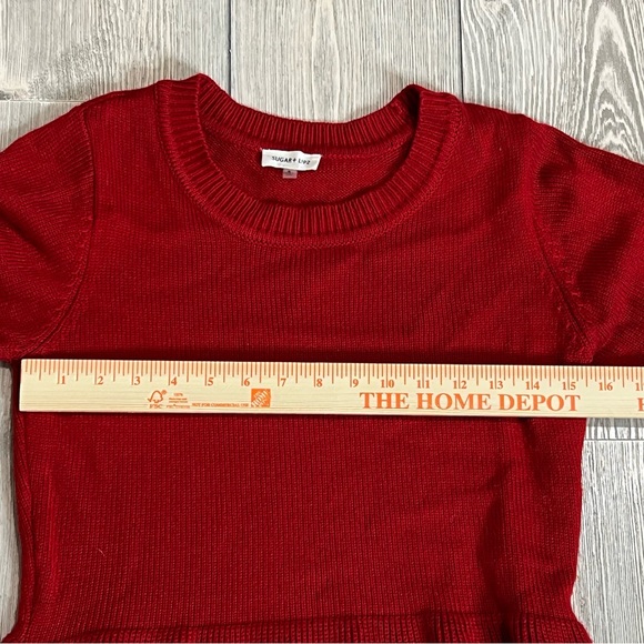 Sugarlips Balloon Sleeve Sweater Dress Size Small Red Round Neck - Picture 7 of 12